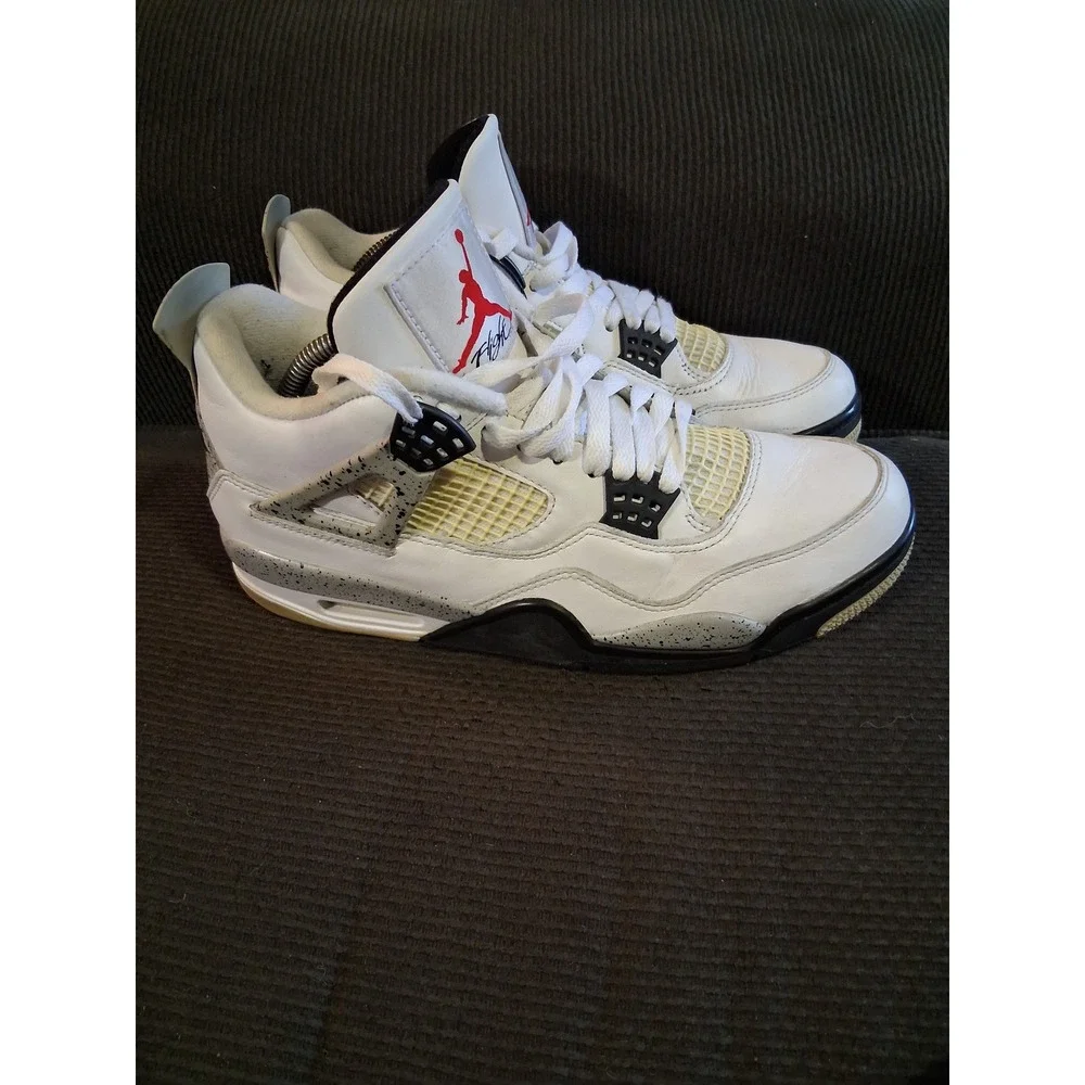 Jordan 4 Retro White Cement 2016 Mens Size 9.5 Sneakers 840606-192 Nike Air Logo